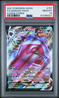 2021 POKEMON SWORD & SHIELD FUSION STRIKE #157 FULL ART/GENGAR VMAX PSA 10 - Image 1