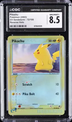 2003 POKEMON EX SANDSTORM REVERSE HOLO #72 PIKACHU CGC 8.5 - Image 1