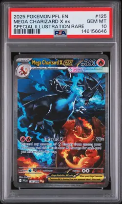 2025 POKEMON PFL EN-PHANTASMAL FLAMES #125 MEGA CHARIZARD X EX PSA 10 - Image 1