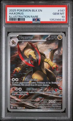 2025 Pokemon Black Bolt BLK En Haxorus Illustration Rare #147 PSA 10 Gem Mint - Image 1