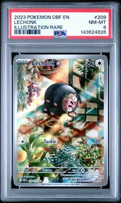 Lechonk 2023 Pokemon Obf EN-Obsidian Flames #209 Illustration Rare PSA 8 - Image 1