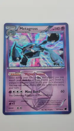 Pokemon Metagross Plasma Freeze 52/116 Holo Rare EN Team Plasma NM - Image 1