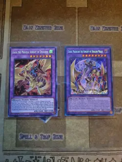 YUGIOH DARK MAGICIAN THE KNIGHT OF DRAGON MAGIC + GAIA THE MAGICAL KNIGHT 1ST NM - Image 1