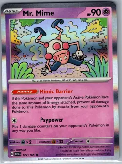 Mr. Mime 122/165 Holo SV: Scarlet & Violet 151 - Pokemon Card - NM - Image 1