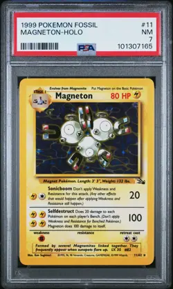 1999 Pokemon Fossil Magneton Holo 11/62 PSA 7 - Image 1