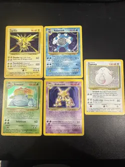 Pokemon Base Set Holo Lot Venusaur 15/102 Alakazam 1/102 Poliwrath Zapdos Chanc - Image 1