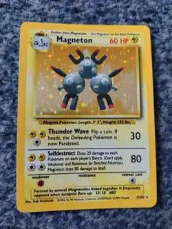 POKEMON TCG 1x HOLO RARE BASE SET MAGNETON 9/102 WOTC EXCELLENT CONDITION - Image 1