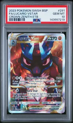 2023 POKEMON SWSH BLACK STAR PROMO #291 FULL ART/LUCARIO VSTAR PSA 10 - Image 1