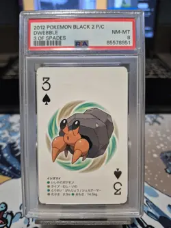 Pokemon Black Dwebble 3 of Spades Playing Cards 2012 PSA 8 Near Mint - Image 1