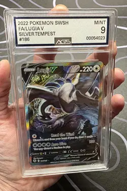 Pokemon Lugia V Full Art Ultra Rare Holo Silver Tempest 186/195 220 HP AGS 9 - Image 3