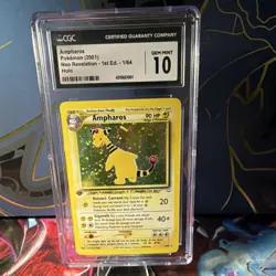 Pokemon Ampharos 1st Edition Neo Revelation Holo CGC 10 1/64 (2001) - Image 2