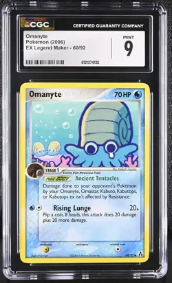 CGC 9 MINT Omanyte 2006 EX Legend Maker 60/92 Pokemon Card - Image 1