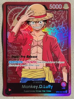 Monkey.D.Luffy ST01-001 L Super Pre-Release Stamp Starter Deck Leader - Image 1