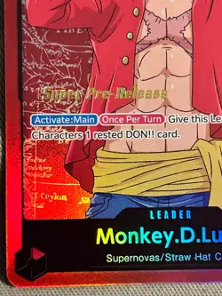 Monkey.D.Luffy ST01-001 L Super Pre-Release Stamp Starter Deck Leader - Image 3