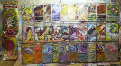 Pokemon Custom Mini Tin: 1x Art Rare, Full Art, ex + Holo Cards & Vintage Gift - Image 1