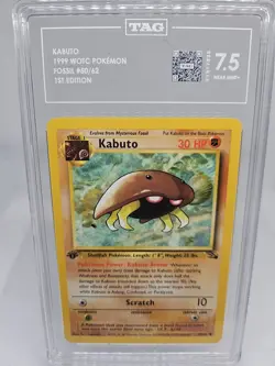 Pokemon TCG Kabuto Fossil 1st First Edition Common Card #50/62 TAG 7.5 - Image 1