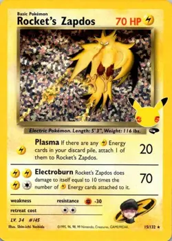 Team Rockets Zapdos Celebrations 25th Anniversary 15/132 Pokemon NM (SKU 1-4) - Image 1