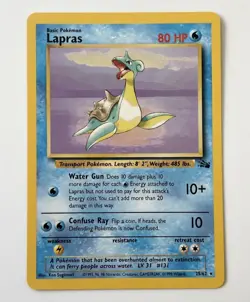 Lapras 25/62 Fossil Rare 1999 WOTC Basic 80 HP Unlimited Pokemon TCG Card - Image 1