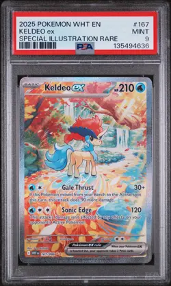 2025 POKEMON WHT EN-WHITE FLARE SPECIAL ILLUSTRATION RARE #167 KELDEO EX PSA 9 - Image 1