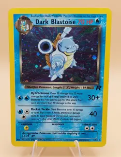 Dark Blastoise Holo Rare Team Rocket 3/82 Pokemon Card - WOTC 1999 SWIRL - Image 1