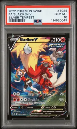 2022 POKEMON SWORD & SHIELD SILVER TEMPEST #TG14 FULL ART/BLAZIKEN V PSA 10 - Image 1
