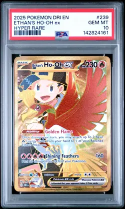 2025 POKEMON DRI EN-DESTINED RIVALS HYPER RARE #239 ETHAN'S HO-OH EX PSA 10 - Image 1