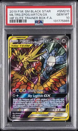 2019 POKEMON SM BLACK STAR PROMO FULL ART/MOLTRES & ZAPDOS & ARTICUNO GX PSA 10 - Image 1