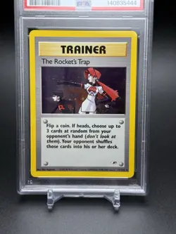 2000 Pokemon Gym Heroes The Rocket's Trap Holo Trainer #19 MINT PSA 9 - Image 2