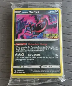 Galarian Moltres Evolving Skies SWSH125 Prerelease Promo Sealed Pokemon TCG Deck - Image 1