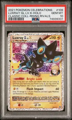 2021 POKEMON CELEBRATIONS CLASSIC COLL #109 LUXRAY GL LV.X-HOLO PSA 10 - Image 1