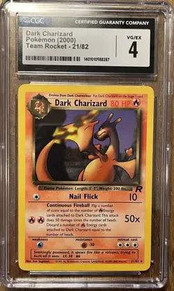 2000 Pokemon Rocket Dark Charizard Non-Holo #21/82 CGC 4 - Image 1