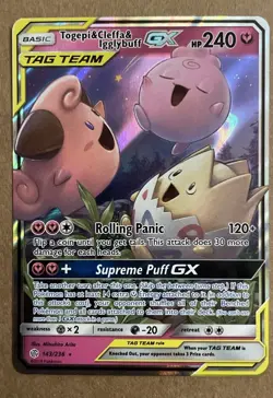 Pokemon Togepi & Cleffa & Igglybuff GX TAG TEAM Ultra Rare Holo Card 143/236 - Image 1