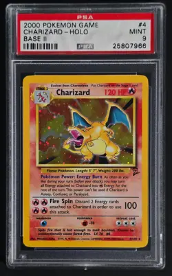 Charizard Holo #4 2000 Pokemon Game Base II Base Set 2 PSA Mint 9 - Image 1