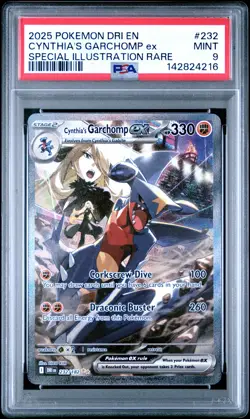 2025 POKEMON DRI EN-DESTINED RIVALS #232 CYNTHIA'S GARCHOMP EX PSA 9 - Image 1