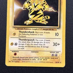 Electabuzz 020/102 Base Set Regular Vintage Pokemon Card WOTC Near Mint NM - Image 3