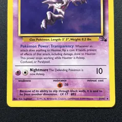 Haunter 21/62 Fossil Regular Vintage Pokemon Card WOTC Near Mint NM - Image 3