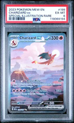 2023 POKEMON MEW EN-151 SPECIAL ILLUSTRATION RARE #199 CHARIZARD EX PSA 6 - Image 1