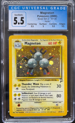 Pokemon Base Set 2 Magneton 9/130 Holo Rare CGC 5.5 - Image 1