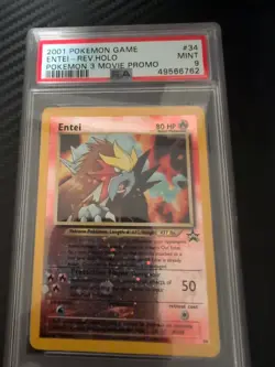 Entei 2001 Black Star Movie Promo 34 Reverse Holo Pokemon PSA 9 - Image 1