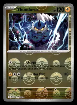Thundurus 033/086 BLK Black Bolt Pokemon Poke Ball Reverse Holo Near Mint - Image 1