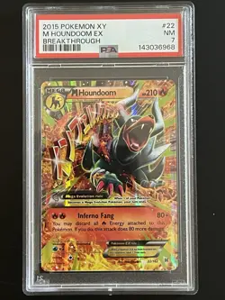 2015 POKEMON XY BREAKTHROUGH M HOUNDOOM EX #22 22/162 PSA 7 NM NEAR MINT - Image 1