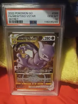 Pokemon TCG Mewtwo VSTAR Pokemon GO Secret Rare Holo 086/078 PSA 10 2022 - Image 1