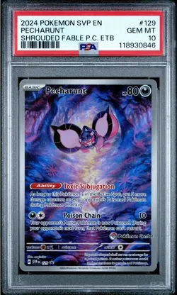2024 POKEMON SHROUDED FABLE POKEMON CENTER ETB PROMO SVP #129 PECHARUNT PSA 10 - Image 1