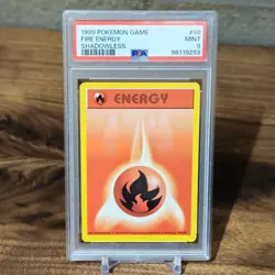 1999 POKEMON GAME #98 FIRE ENERGY PSA 9 MINT SHADOWLESS BASE - Image 1