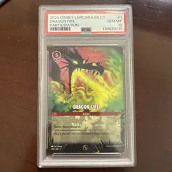Disney Lorcana Dragon Fire DLC Participation Enchanted Promo 1/C1 PSA 10 Gem Mt - Image 1