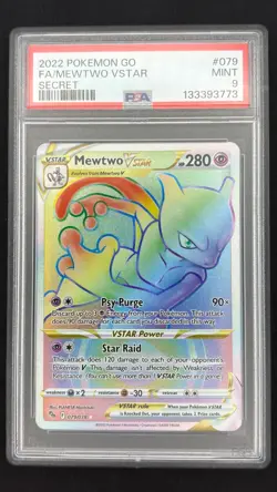 Mewtwo VSTAR 079/078 - Pokemon GO - Graded PSA 9 MINT Rainbow Pokemon Card - Image 1