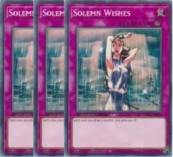 Yugioh - Solemn Wishes x 3 - 1st Edition NM - Plus Free Holographic Card - Image 1