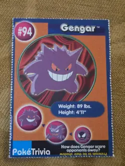 Gengar Pokemon Poketrivia MewTwo Movie Card Burger King Vintage - Image 1