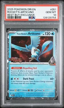 2025 Pokemon TCG Rocket's Articuno #051 Best Buy Exclusive PSA 10 - Image 1