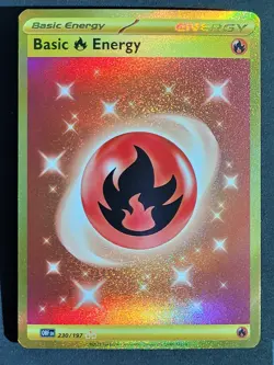 🔥 Basic Fire Energy 230/197 Hyper Rare Obsidian Flames Pokemon TCG - Image 1